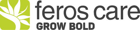 Feros Care logo with a green leaf symbol and text 'Grow Bold'.